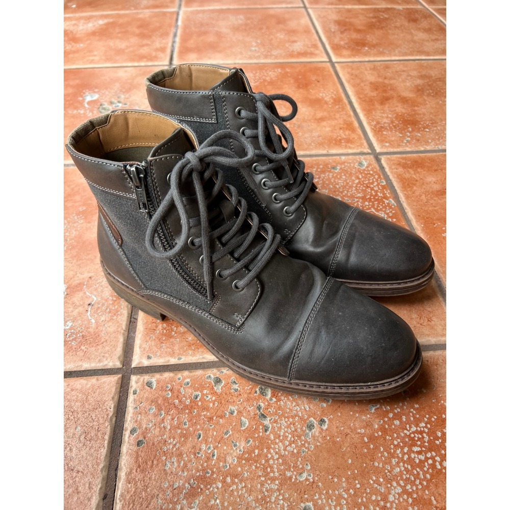 Sonoma Herring Grey Cap Toe Side Zip Lace Up Boots Men's Size 10.5